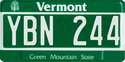 VT license plate YBN244