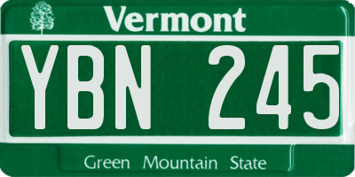 VT license plate YBN245