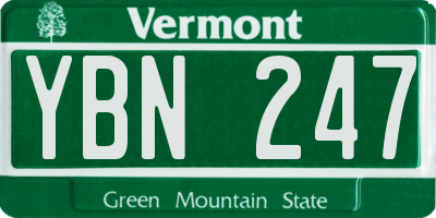 VT license plate YBN247