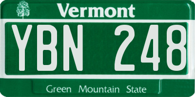 VT license plate YBN248