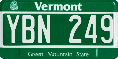 VT license plate YBN249