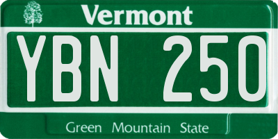 VT license plate YBN250