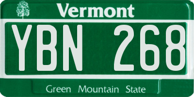 VT license plate YBN268