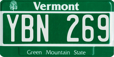 VT license plate YBN269