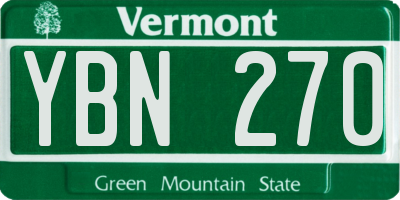 VT license plate YBN270
