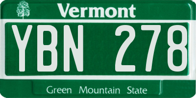 VT license plate YBN278