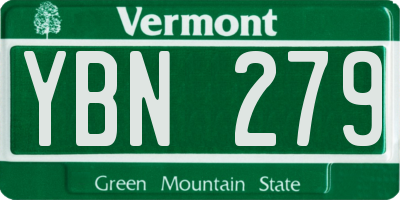 VT license plate YBN279