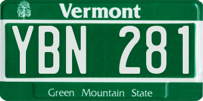 VT license plate YBN281