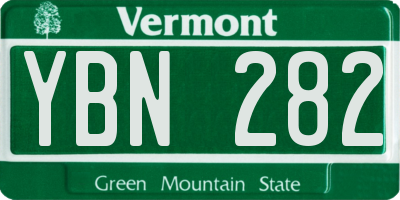 VT license plate YBN282