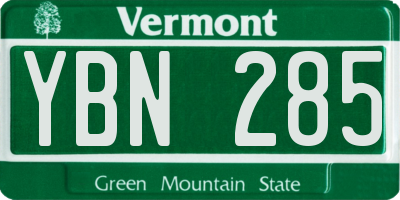 VT license plate YBN285