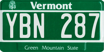 VT license plate YBN287