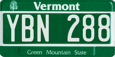 VT license plate YBN288