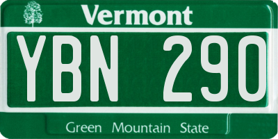 VT license plate YBN290