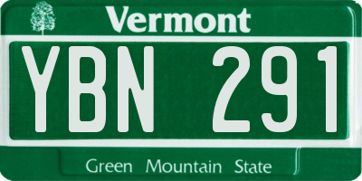 VT license plate YBN291