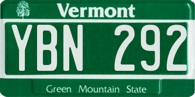 VT license plate YBN292