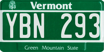 VT license plate YBN293