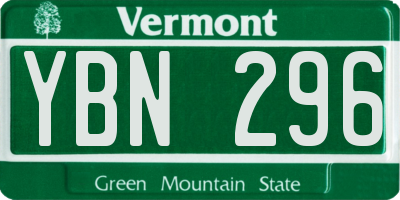 VT license plate YBN296
