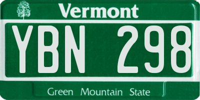 VT license plate YBN298