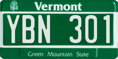 VT license plate YBN301