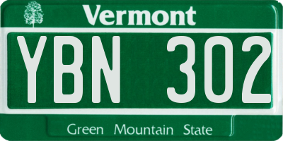 VT license plate YBN302