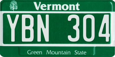 VT license plate YBN304