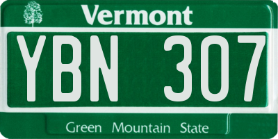 VT license plate YBN307