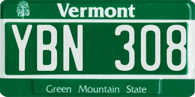 VT license plate YBN308