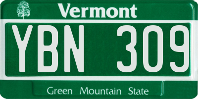 VT license plate YBN309