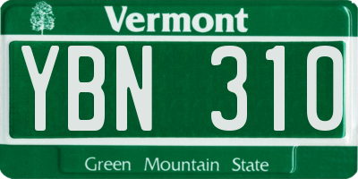 VT license plate YBN310