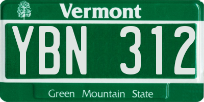 VT license plate YBN312