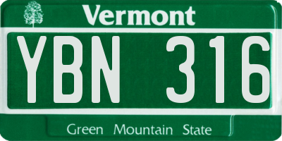 VT license plate YBN316