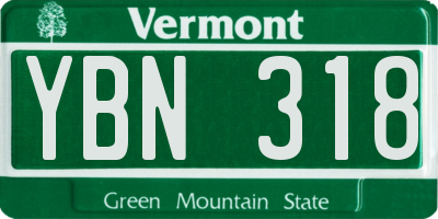VT license plate YBN318