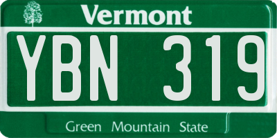 VT license plate YBN319