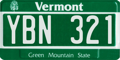 VT license plate YBN321