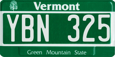 VT license plate YBN325