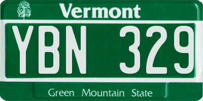 VT license plate YBN329