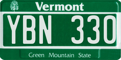 VT license plate YBN330