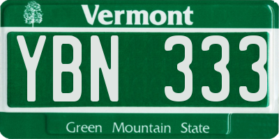 VT license plate YBN333
