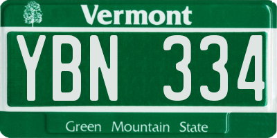 VT license plate YBN334