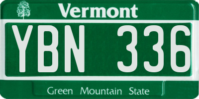 VT license plate YBN336