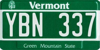 VT license plate YBN337