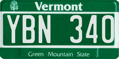 VT license plate YBN340