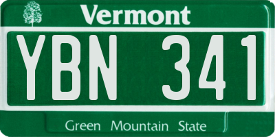VT license plate YBN341
