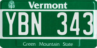 VT license plate YBN343