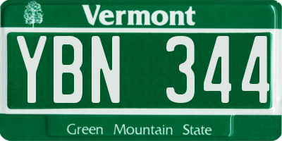 VT license plate YBN344