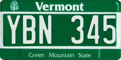 VT license plate YBN345