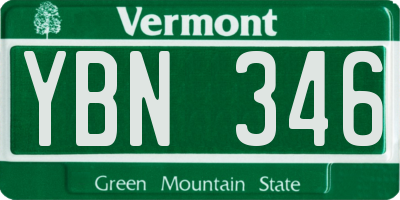 VT license plate YBN346