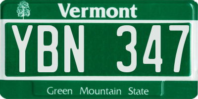 VT license plate YBN347