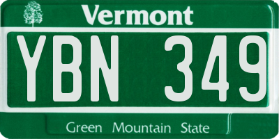 VT license plate YBN349