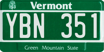 VT license plate YBN351